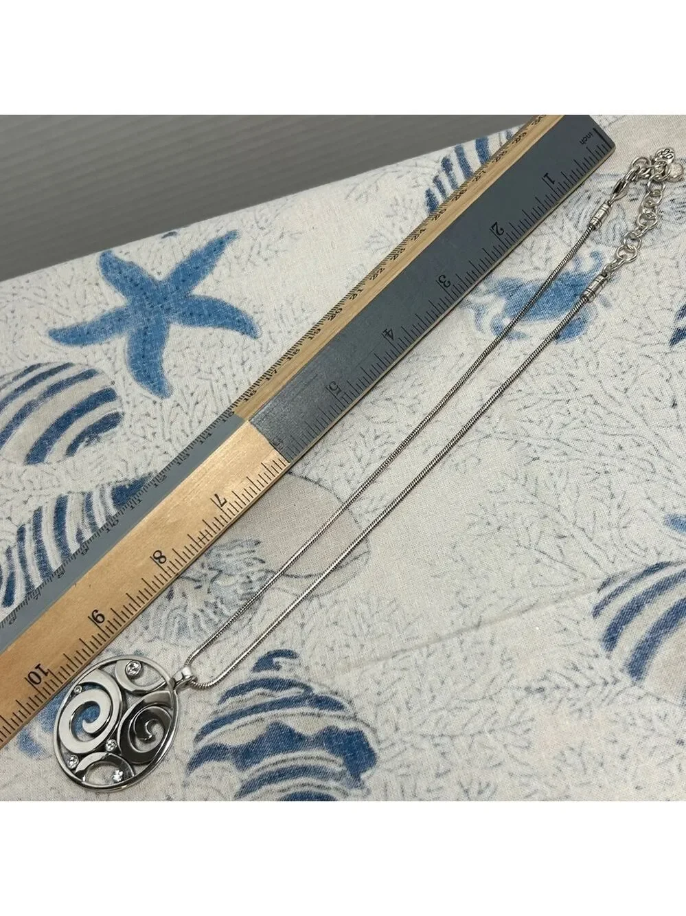 Brighton London Groove Necklace Silver Plated Crystals Swirl Design - Picture 3 of 14